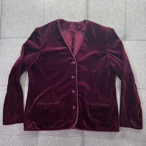 Vintage 1980s Act III Blazer Women Medium* Burgundy Red Velvet Holidays Costume